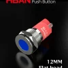 12mm indicator light flat head metal pin terminal led lamp red green blue white color lamp 20mA